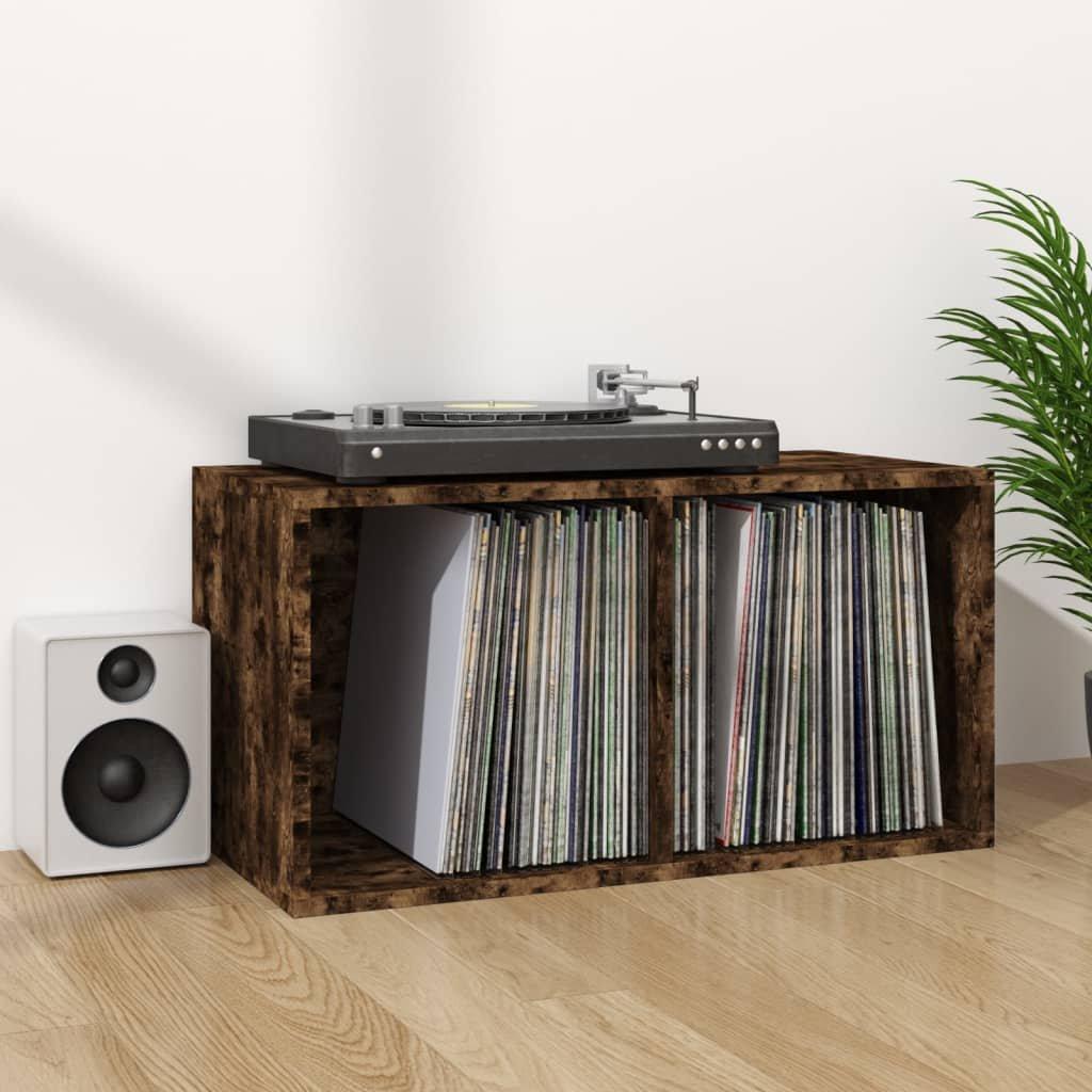 Vinyl Storage Box Smoked Oak 71x34x36 cm Engineered Wood