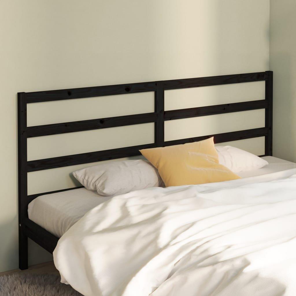 Bed Headboard Black 186x4x100 cm Solid Wood Pine