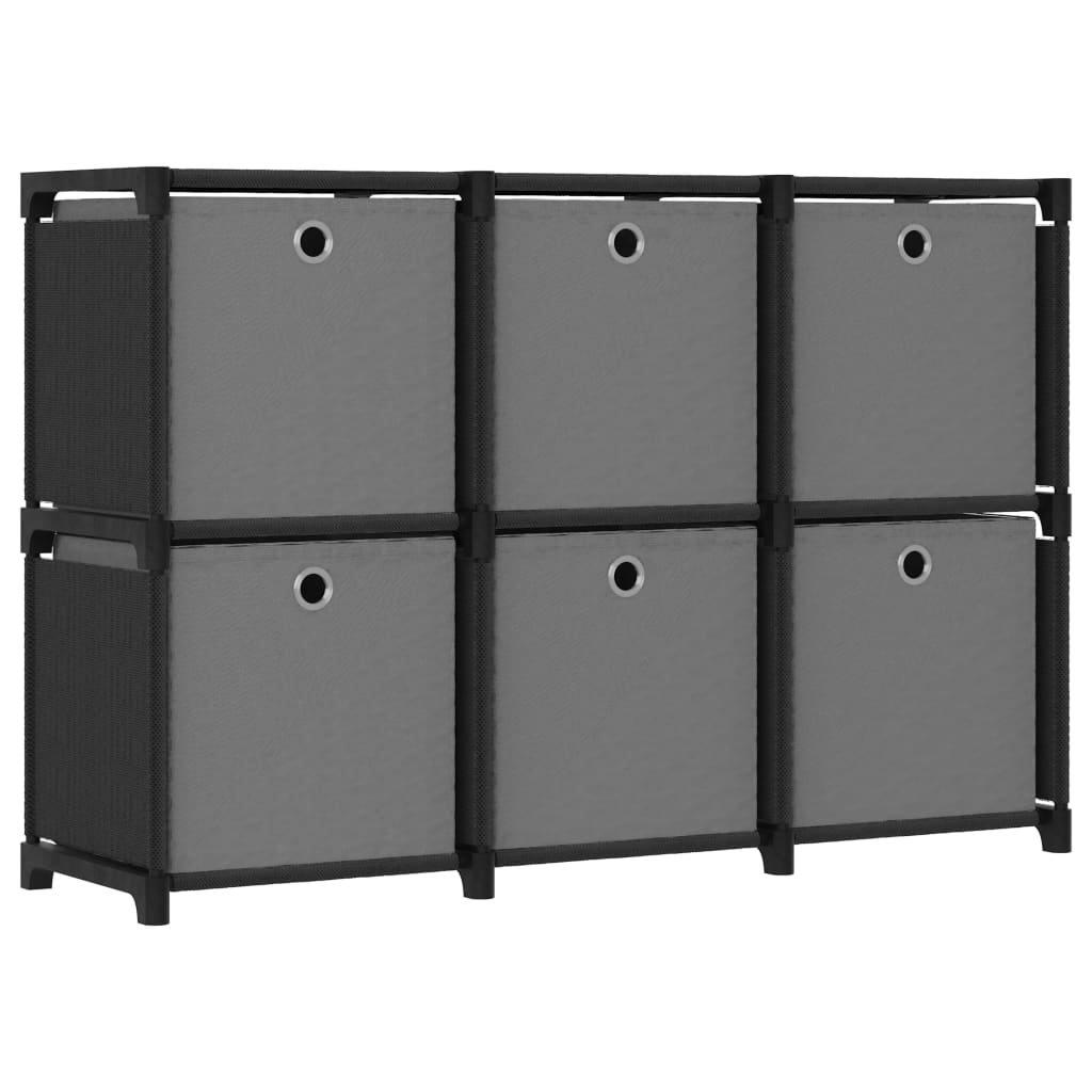 6-Cube Display Shelf with Boxes Black 103x30x72.5 cm Fabric