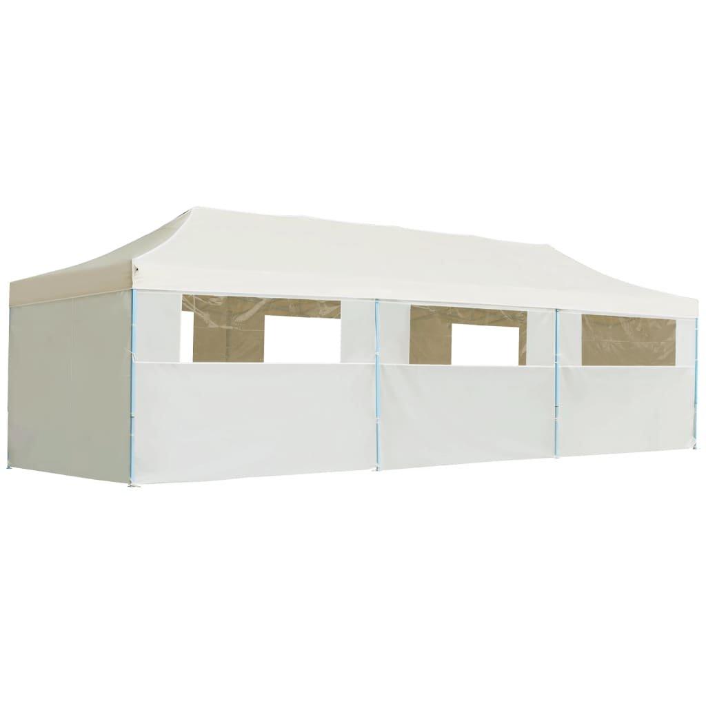 Folding Pop-up Party Tent with 8 Sidewalls 3x9 m Cream