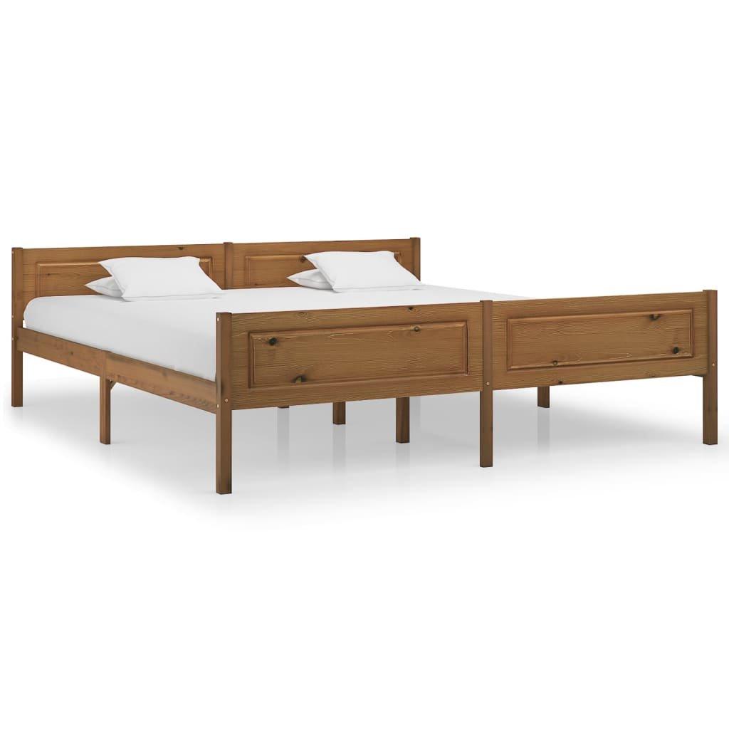 Bed Frame Solid Pinewood Honey Brown 180x200 cm Super King