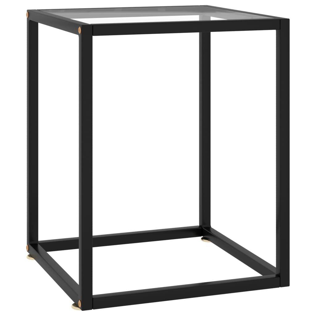 Coffee Table Black with Tempered Glass 40x40x50 cm