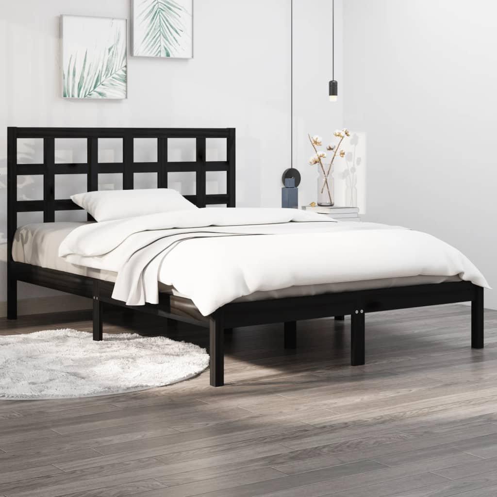 Bed Frame Black Solid Wood 180x200 cm Super King Size