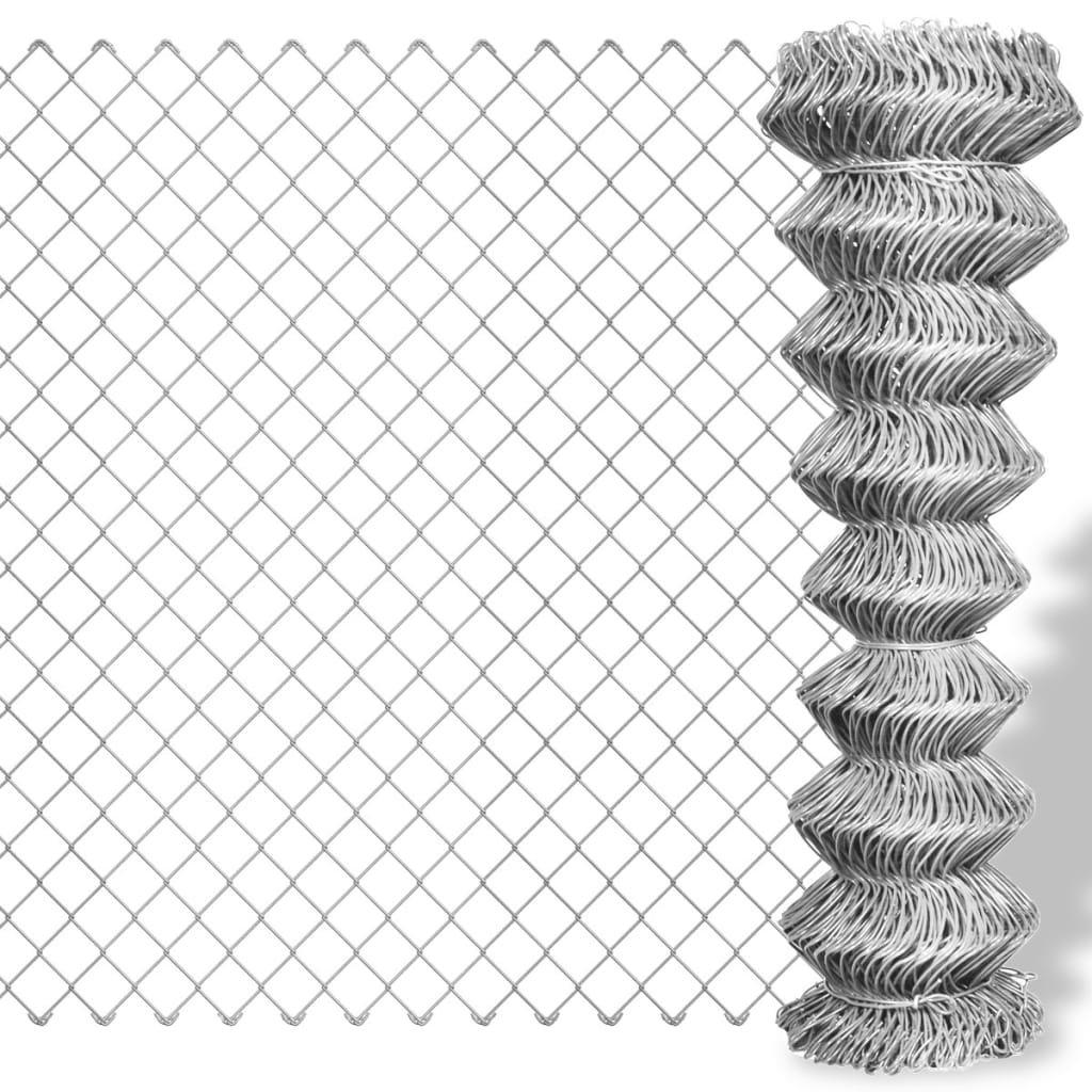 Chain Link Fence Galvanised Steel 25x1 m Silver