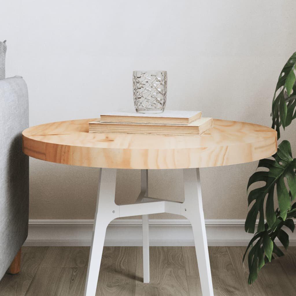 Table Top Round A~50x3 cm Solid Wood Pine