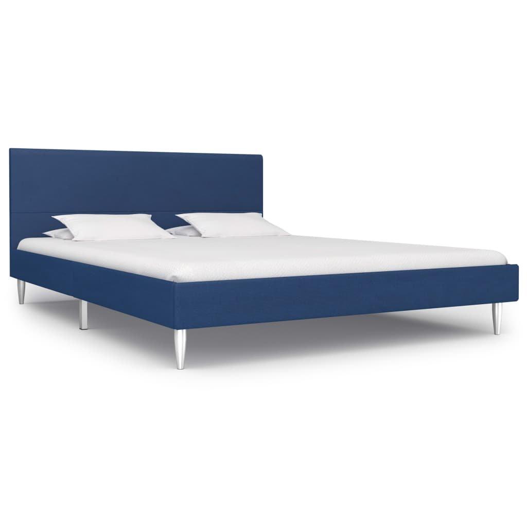 Bed Frame Blue Fabric 150x200 cm King Size