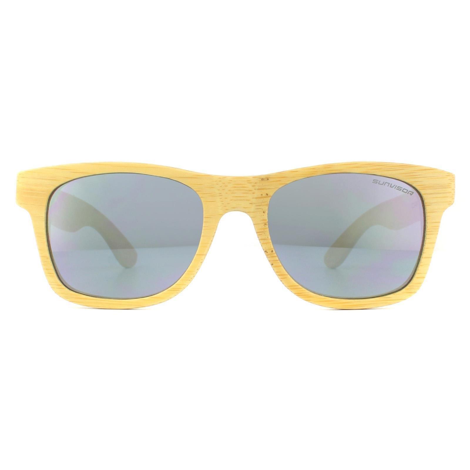 Rectangle Bamboo Sunvisor Grey Mirror Sunglasses