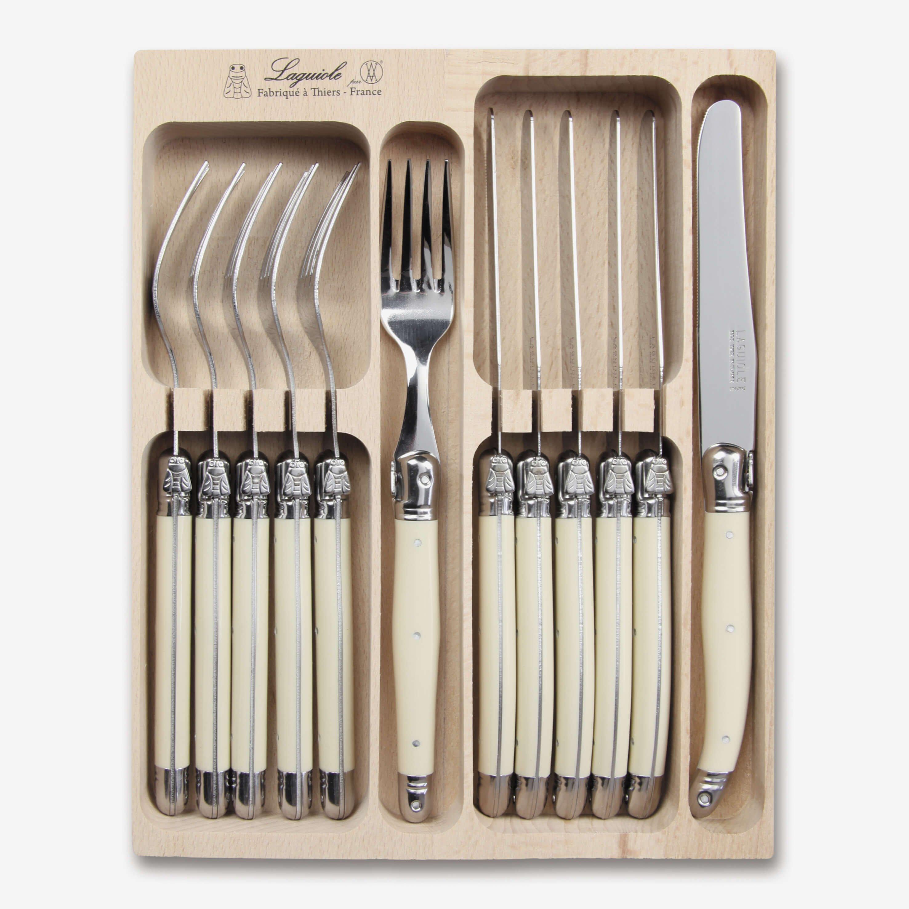 12 Piece Knife & Fork Set in Wooden Presentation Tray
