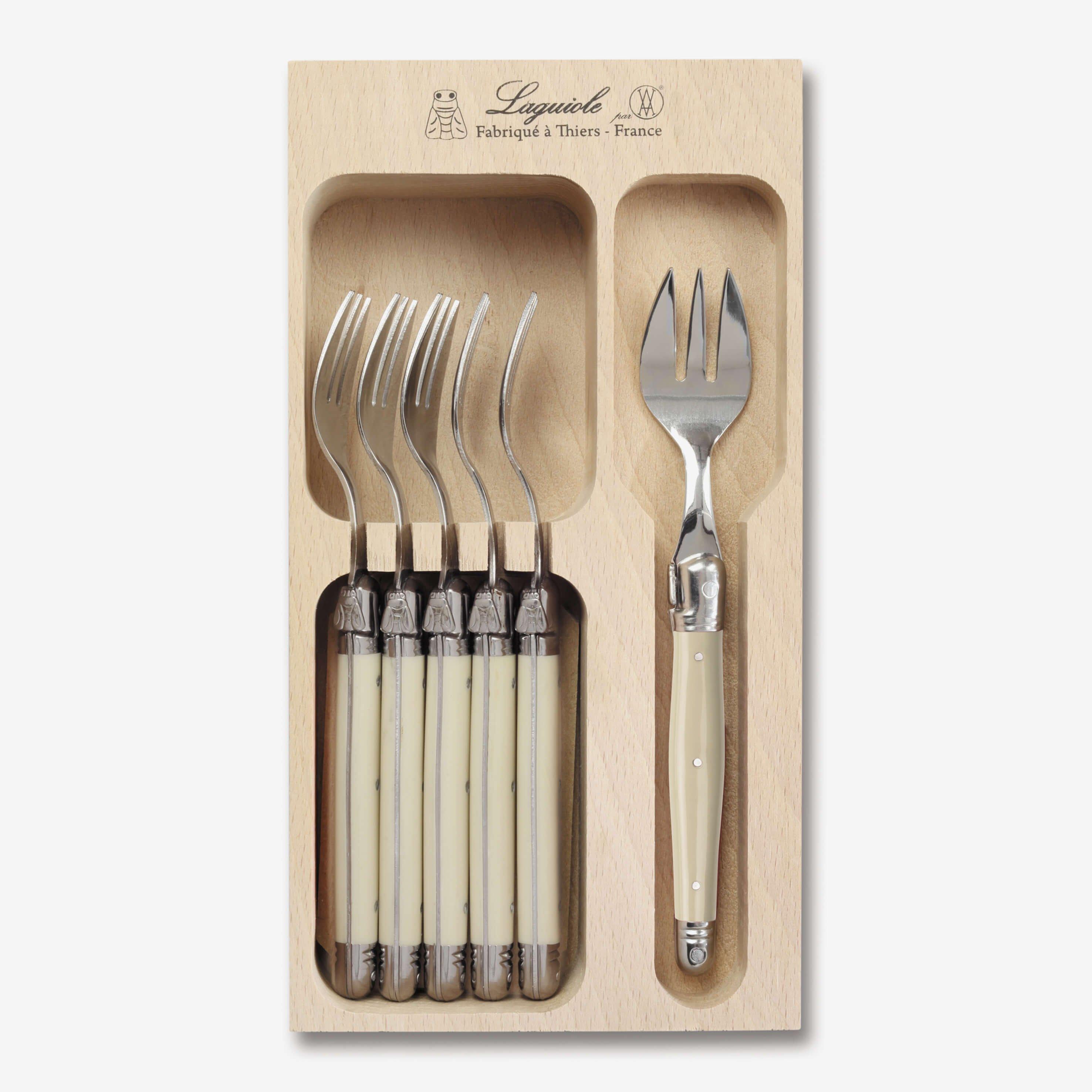 Cake Fork Set in Wooden Tray