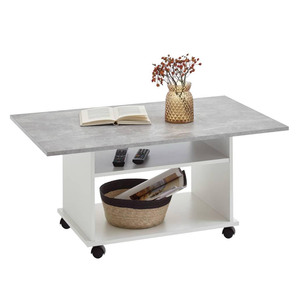 FMD Coffee Table with Castors Concrete Grey and White