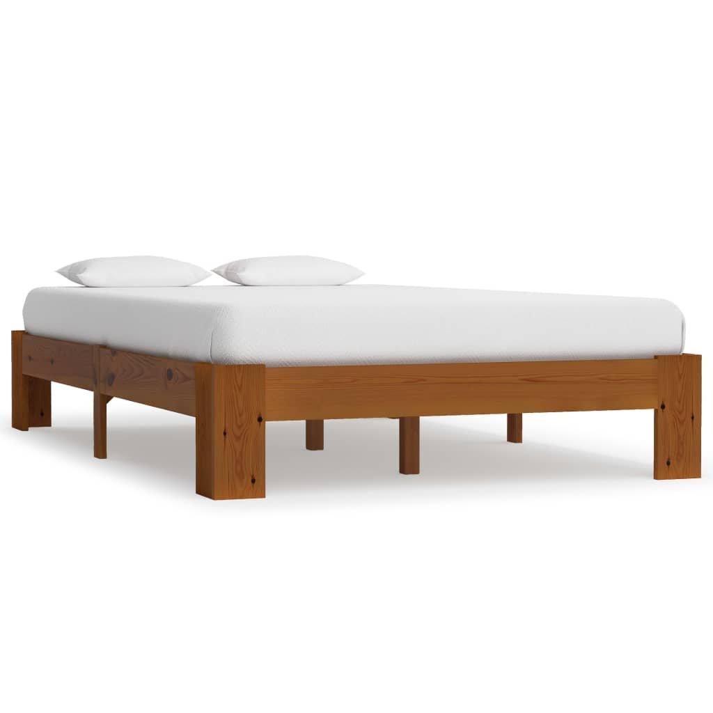 Bed Frame Light Brown Solid Pine Wood 120x200 cm