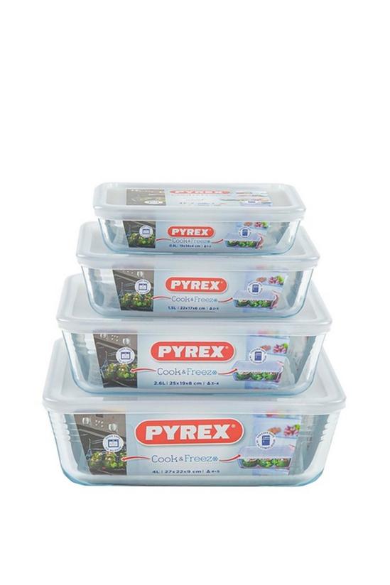 Pyrex 'Cook & Freeze' 4 Piece Glass Rectangular Food Container Set 1