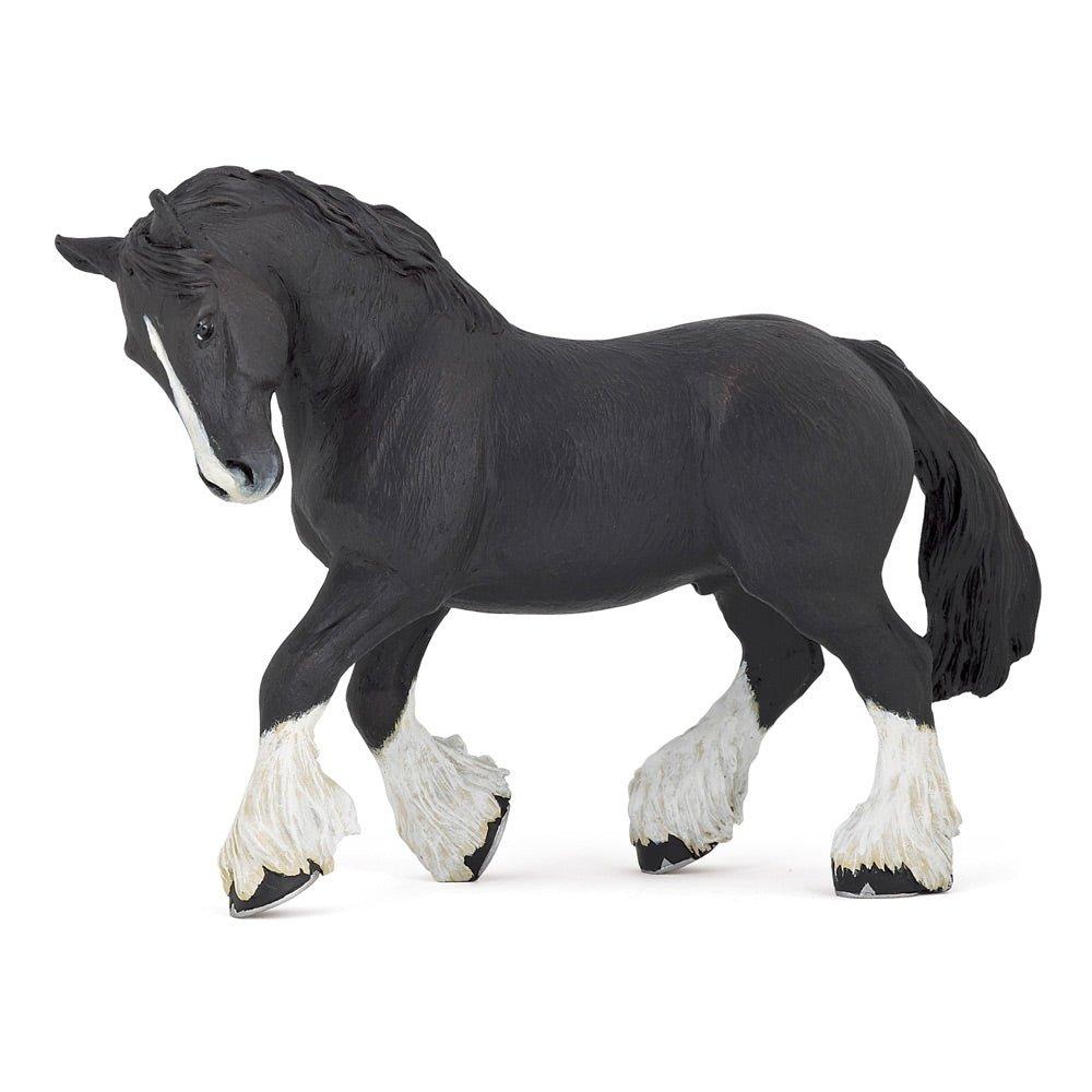 Horse and Ponies Black Shire Horse Toy Figure, Three Years or Above, Black/White (51517)