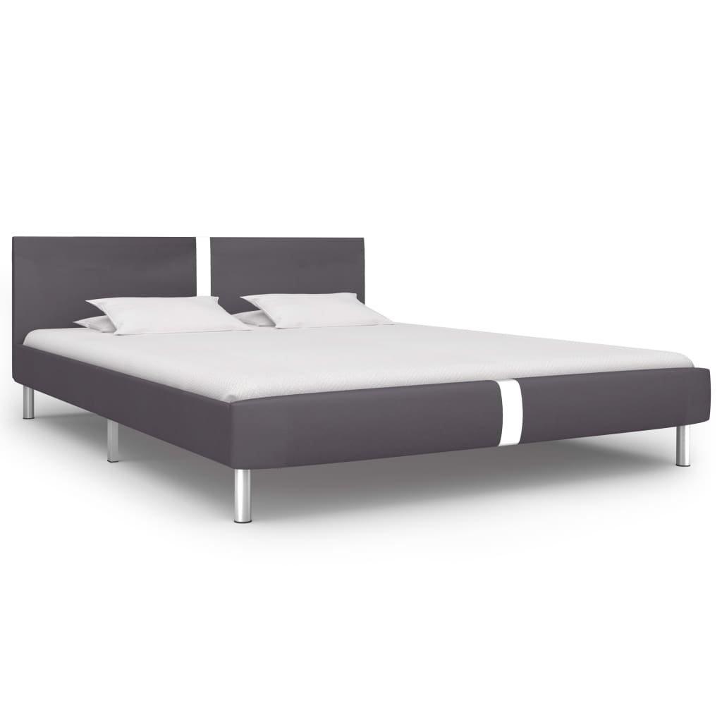 Bed Frame Grey Faux Leather 150x200 cm King Size
