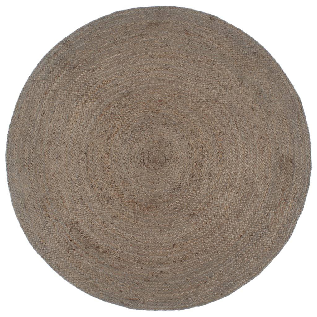 Handmade Rug Jute Round 240 cm Grey