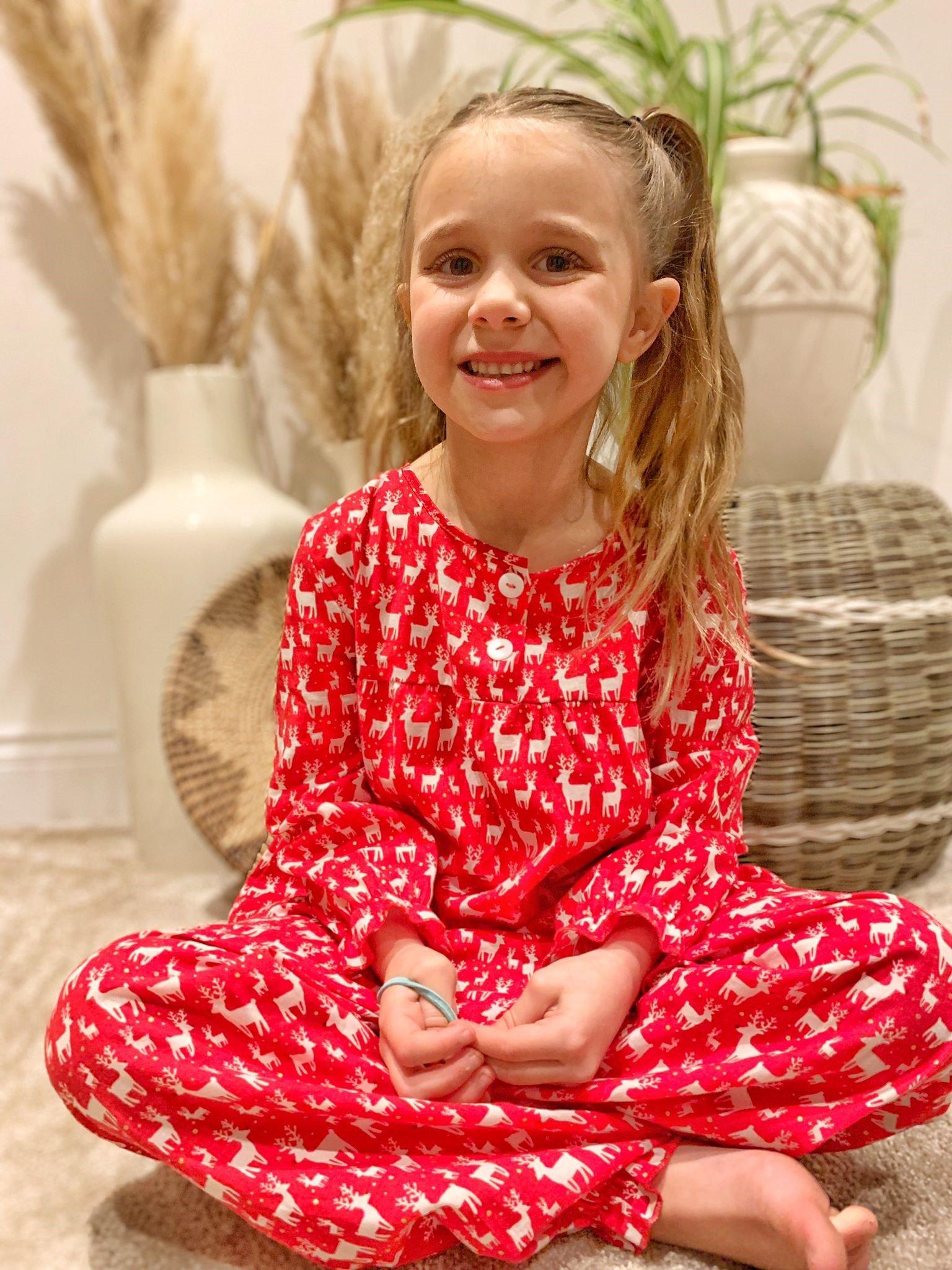 Ruby Reindeer Cotton Three Quarter Sleeved Pyjama Set