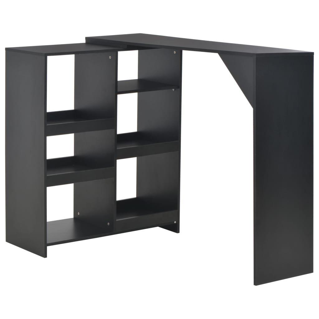 Bar Table with Moveable Shelf Black 138x39x110 cm