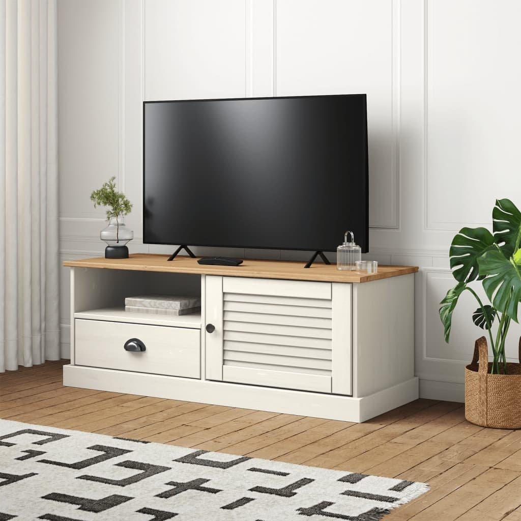 TV Cabinet VIGO White 106x40x40 cm Solid Wood Pine