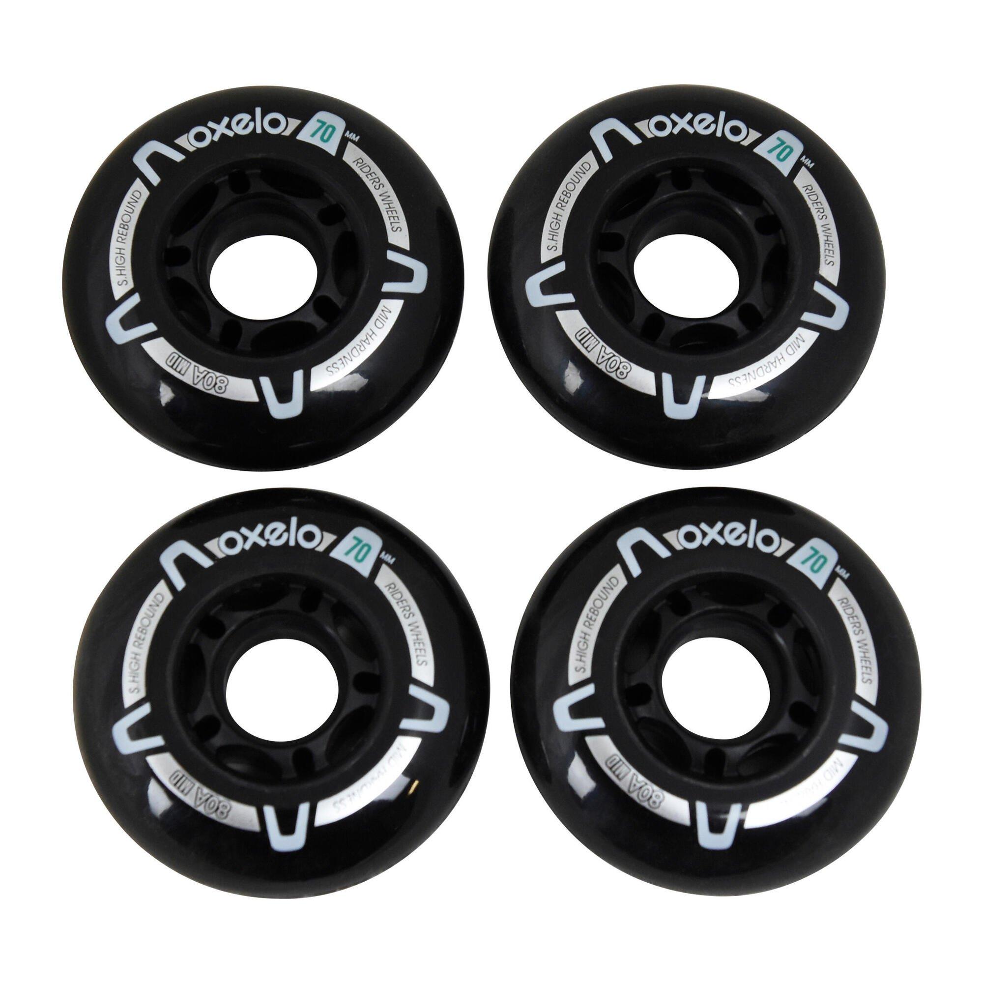 Decathlon Kids' 70Mm / 80A Inline Skate Wheels Fit 3 4-Pack