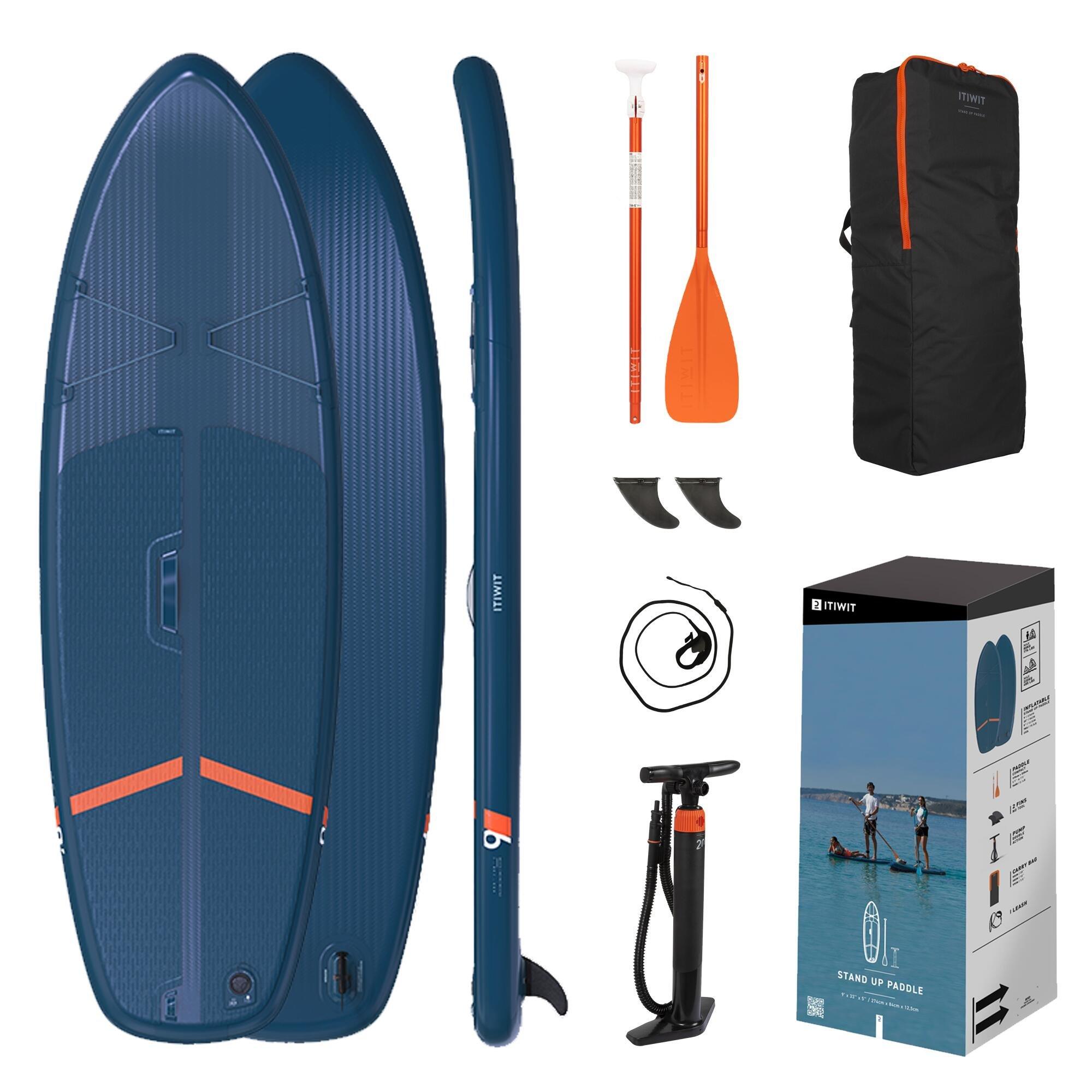 Decathlon 9Ft M Inflatable Sd-Up Paddleboard Bundle 100 (Sup, Bag, Pump & Paddle)- 80Kg