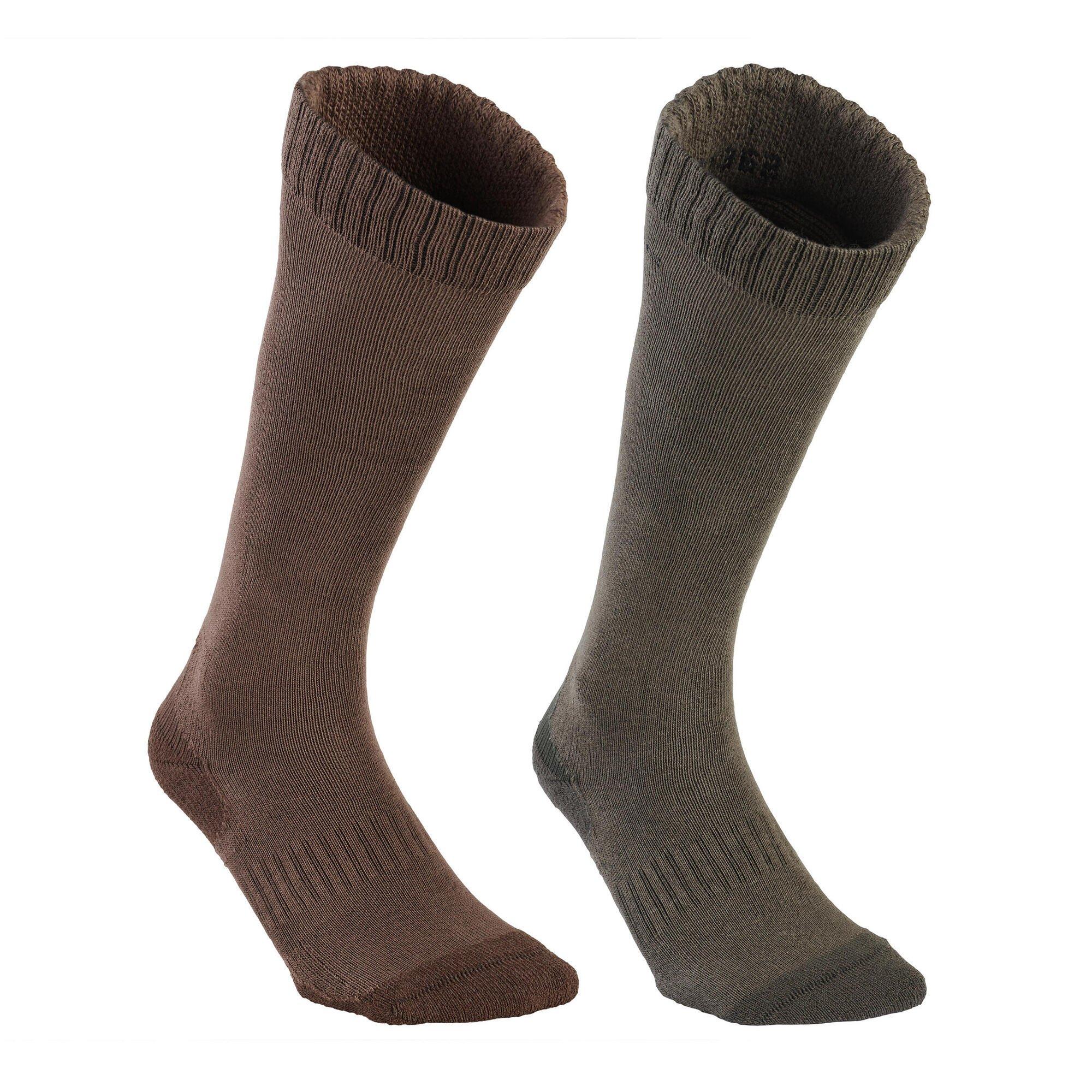 Decathlon Pack Of 2 Pairs Of Breathable Tall Country Sport Socks 100