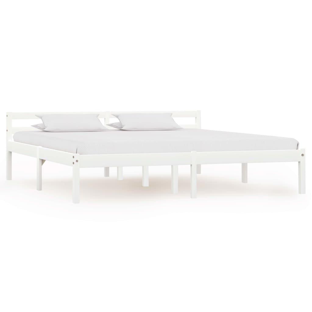 Bed Frame White Solid Pine Wood 180x200 cm Super King