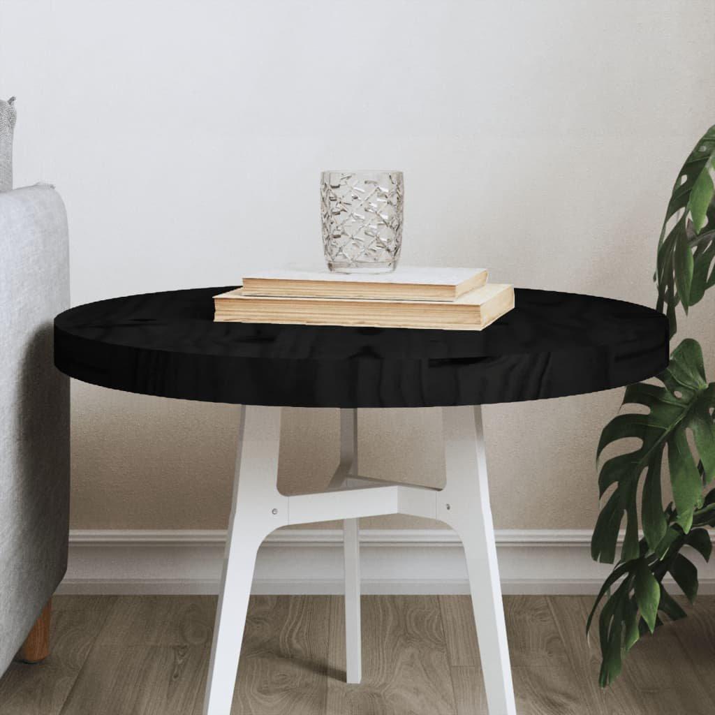 Table Top Round Black A~50x3 cm Solid Wood Pine