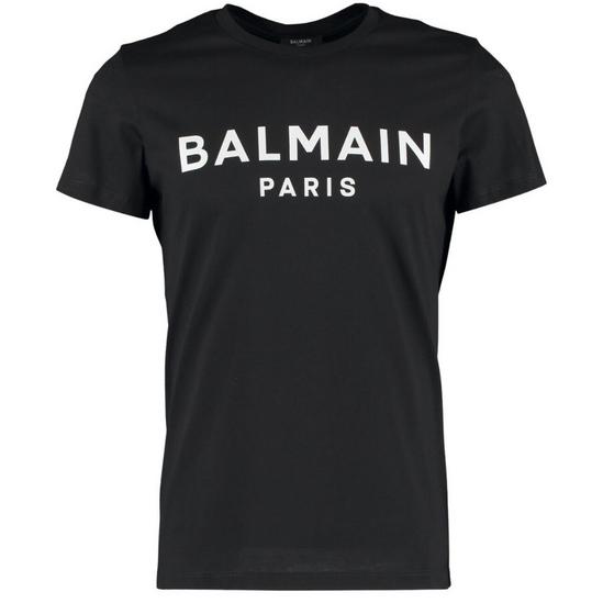 Balmain Paris White Branded Logo Black T-Shirt 1