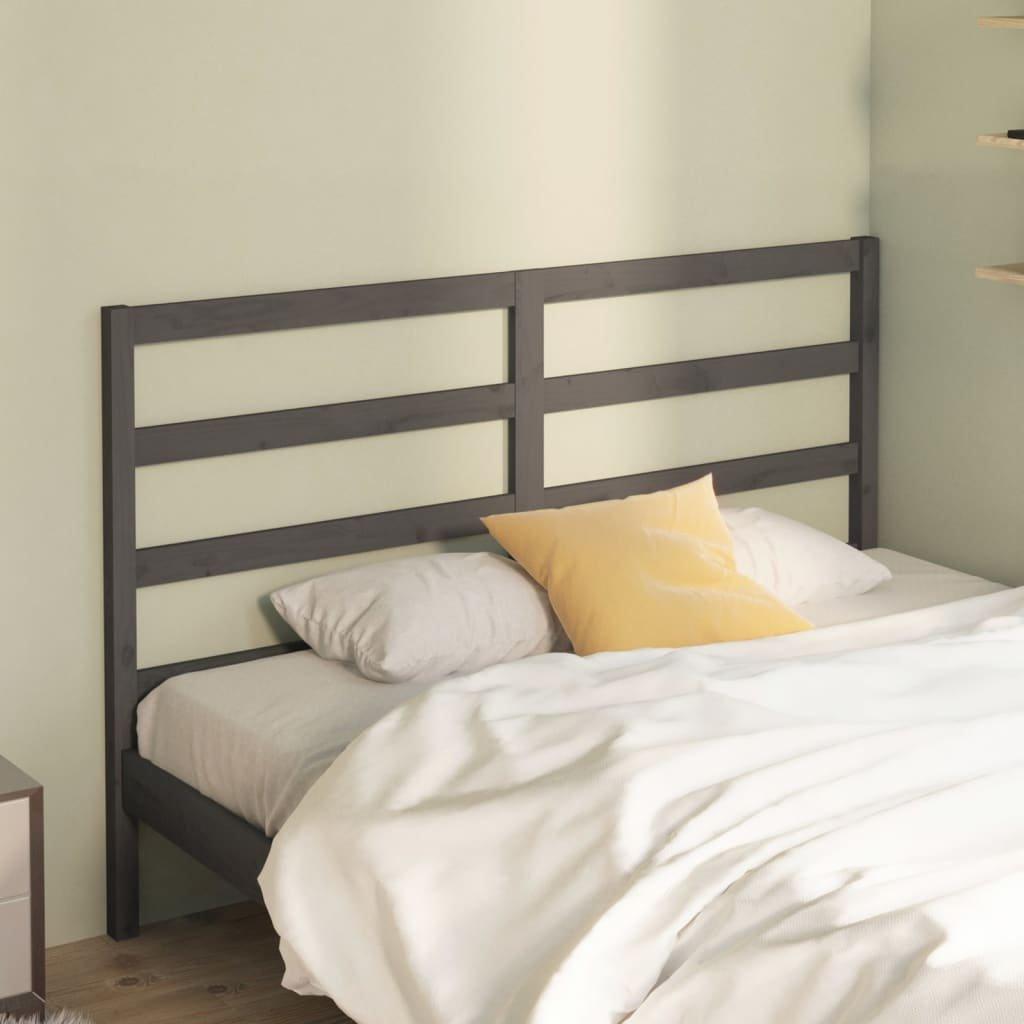 Bed Headboard Grey 126x4x100 cm Solid Wood Pine