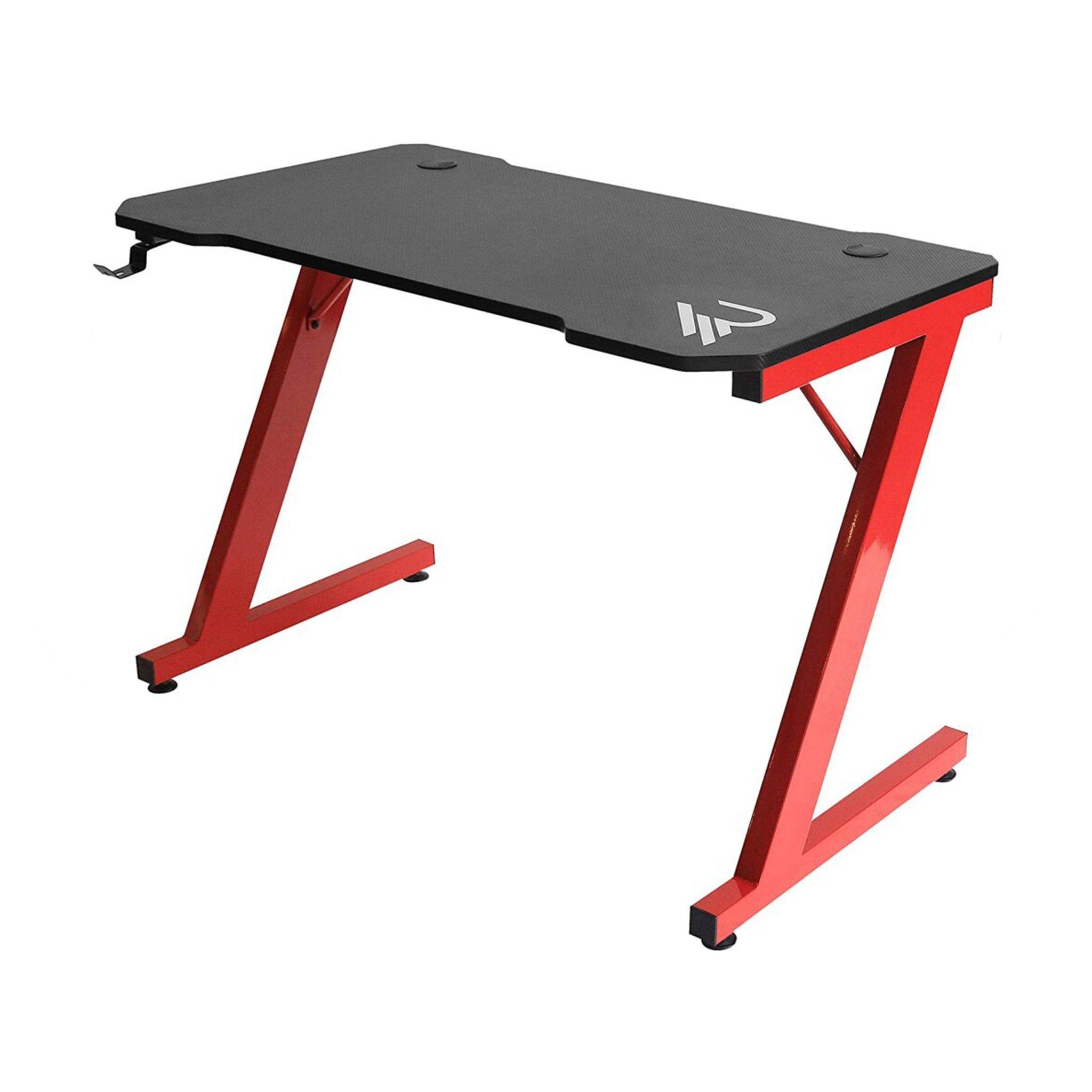 Gaming Desk Supported Metal Frame PVC Top Black / Red
