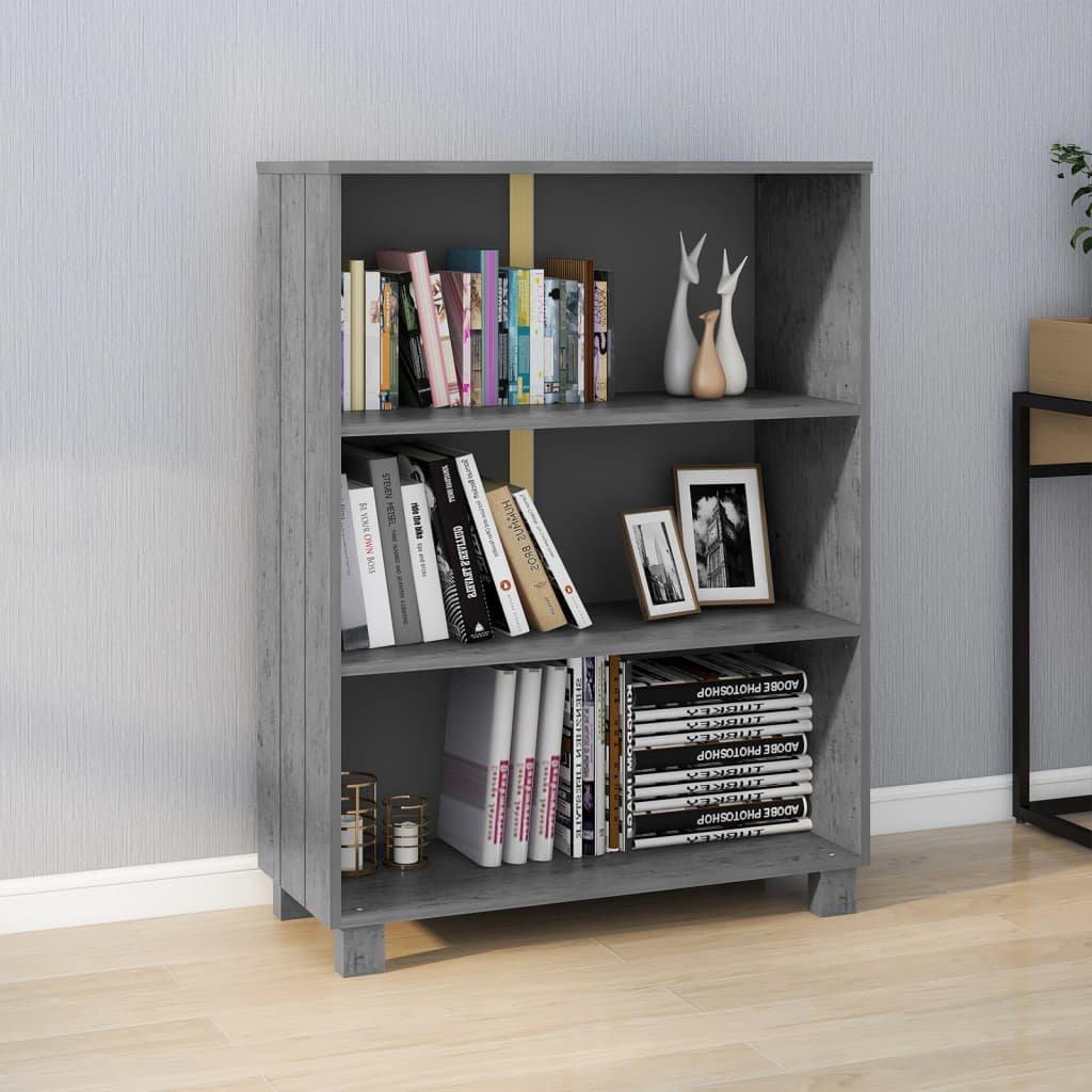 Book Cabinet HAMAR Dark Grey 85x35x112 cm Solid Wood Pine