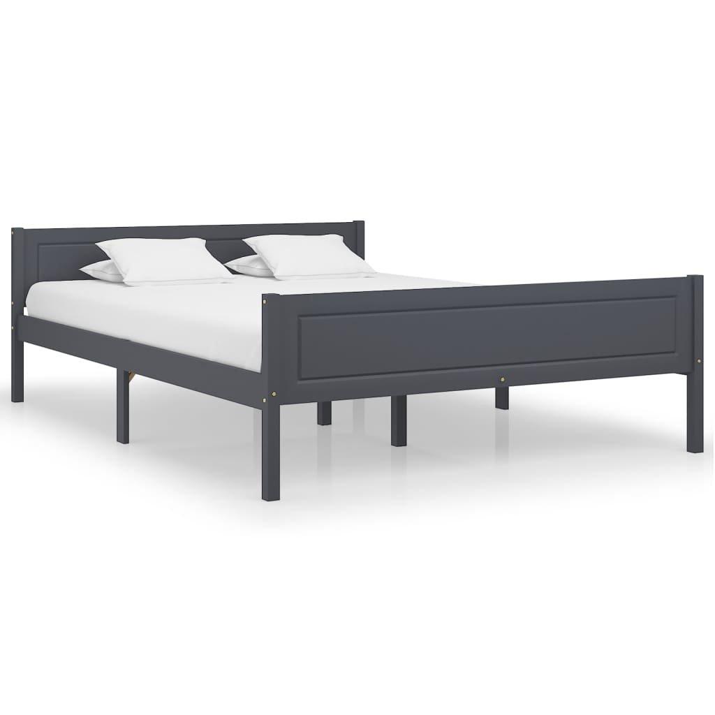 Bed Frame Solid Pinewood Grey 120x200 cm