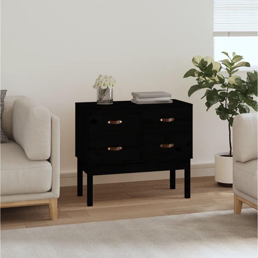 Console Cabinet Black 90x40x78 cm Solid Wood Pine