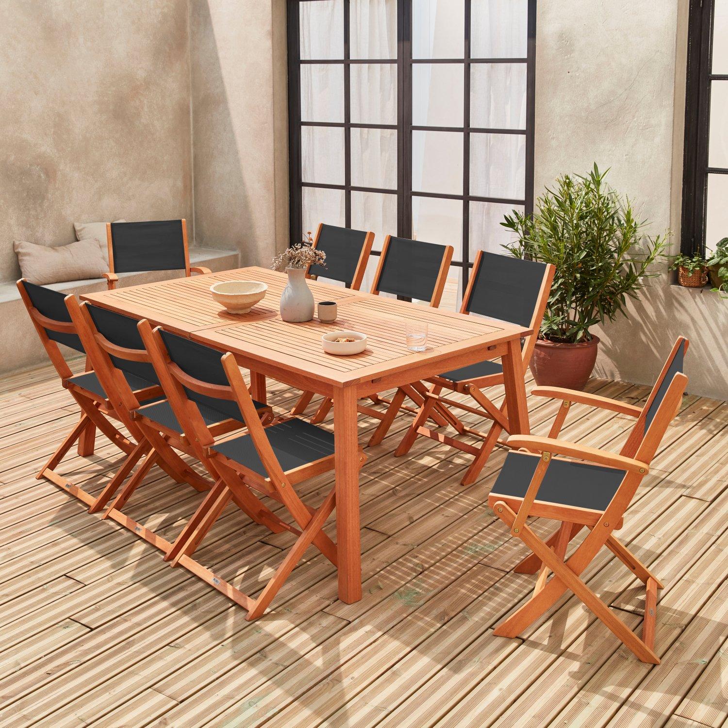 8-seater Extendable Wooden Garden Table Set With Chairs