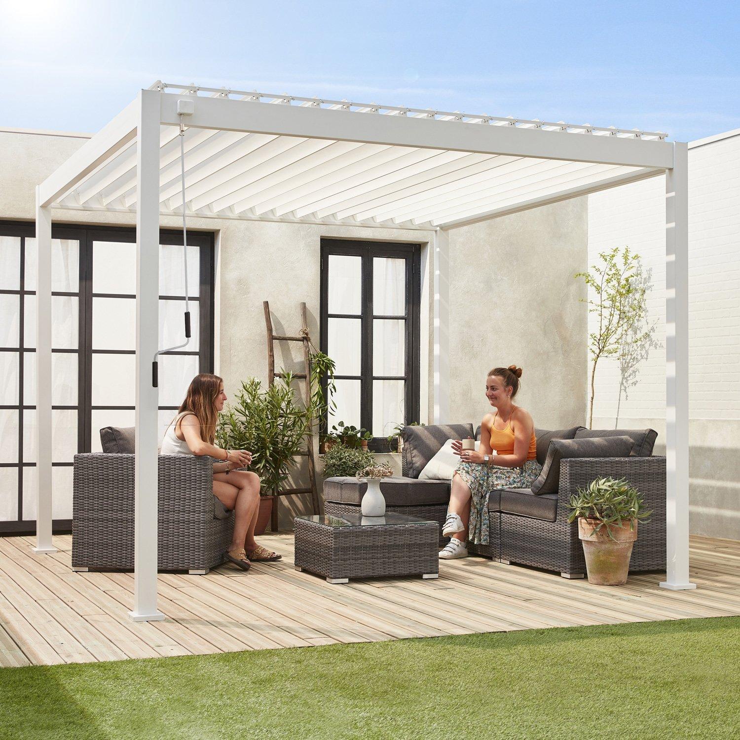 3x3m Louvered Aluminium Garden Pergola Adjustable Roof Slats