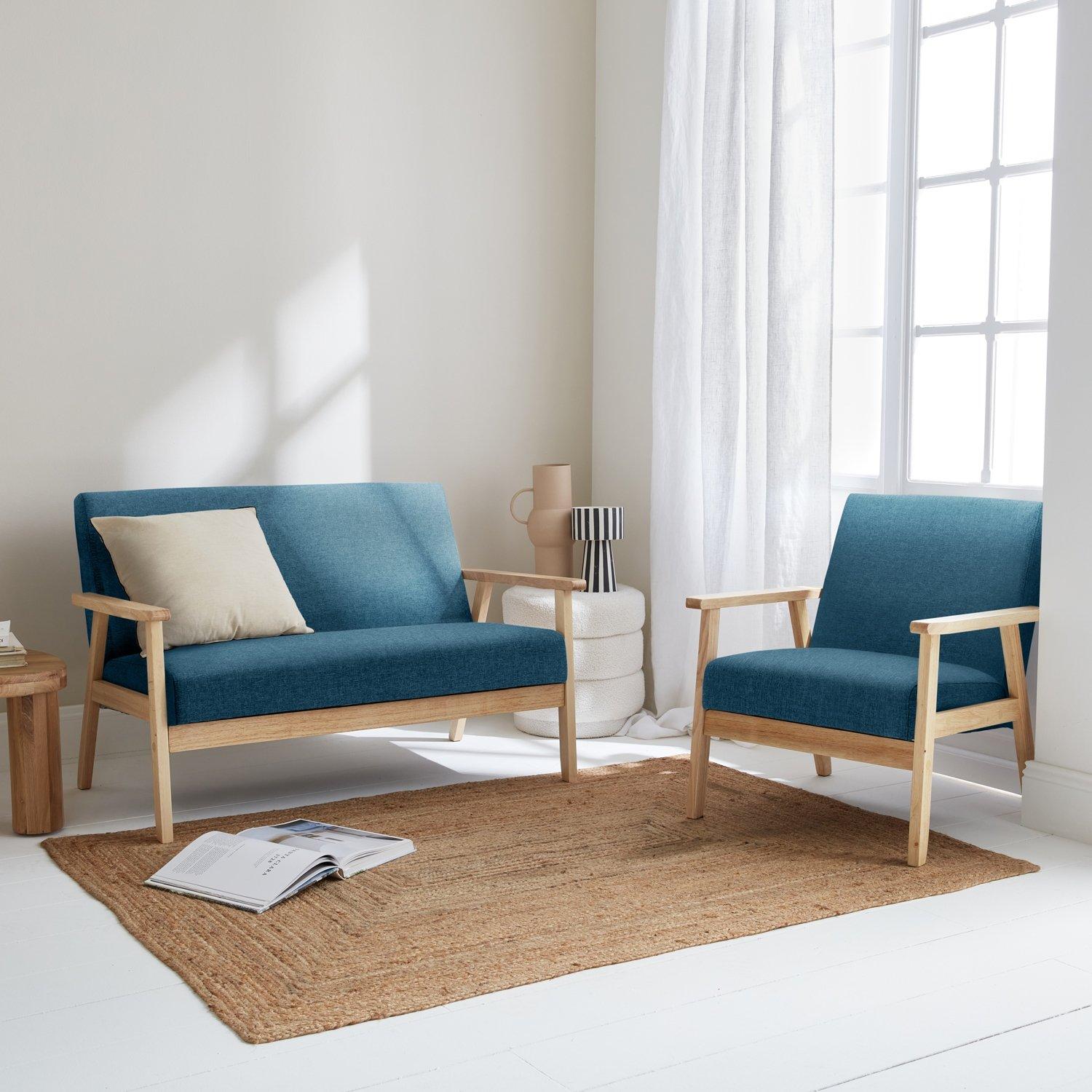 Armchair And 2-seater Sofa In Hevea Wood