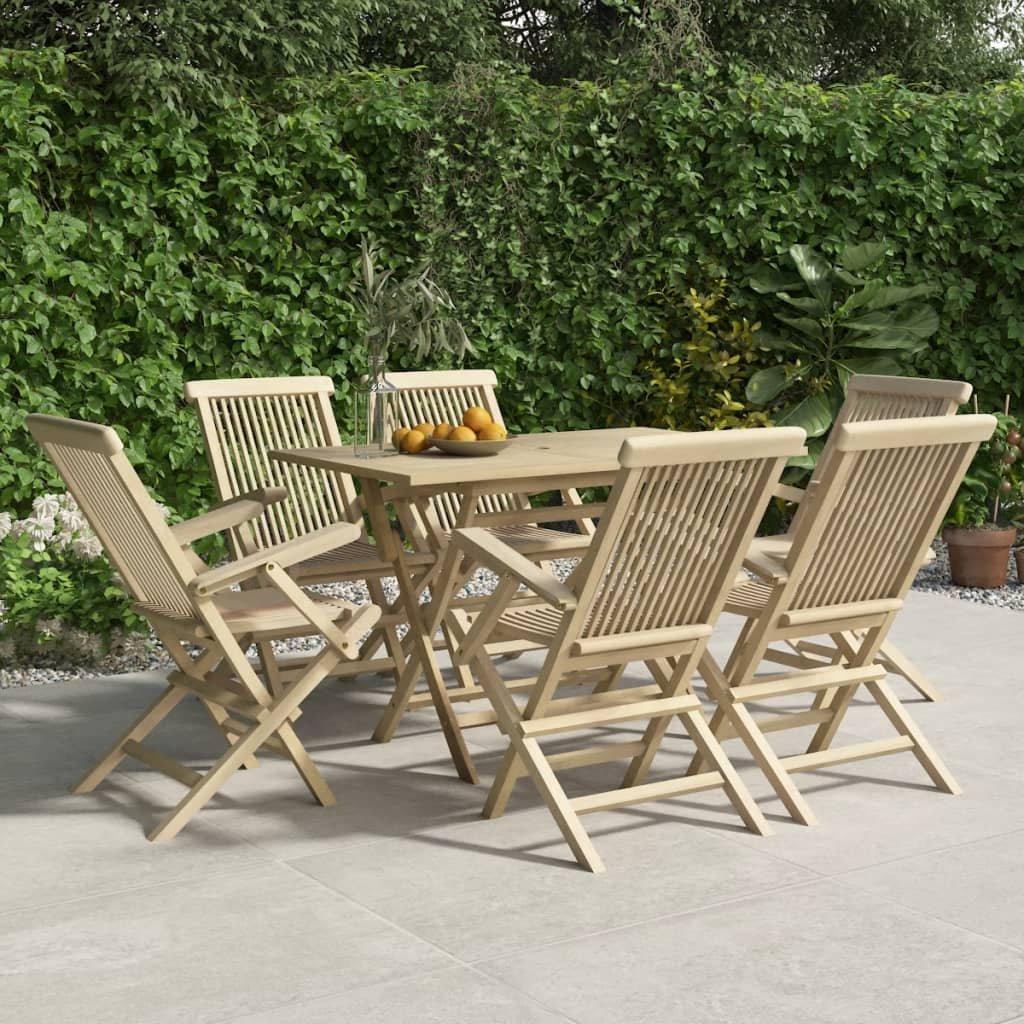Folding Garden Chairs 6 pcs Grey 56x61x89 cm Solid Wood Teak