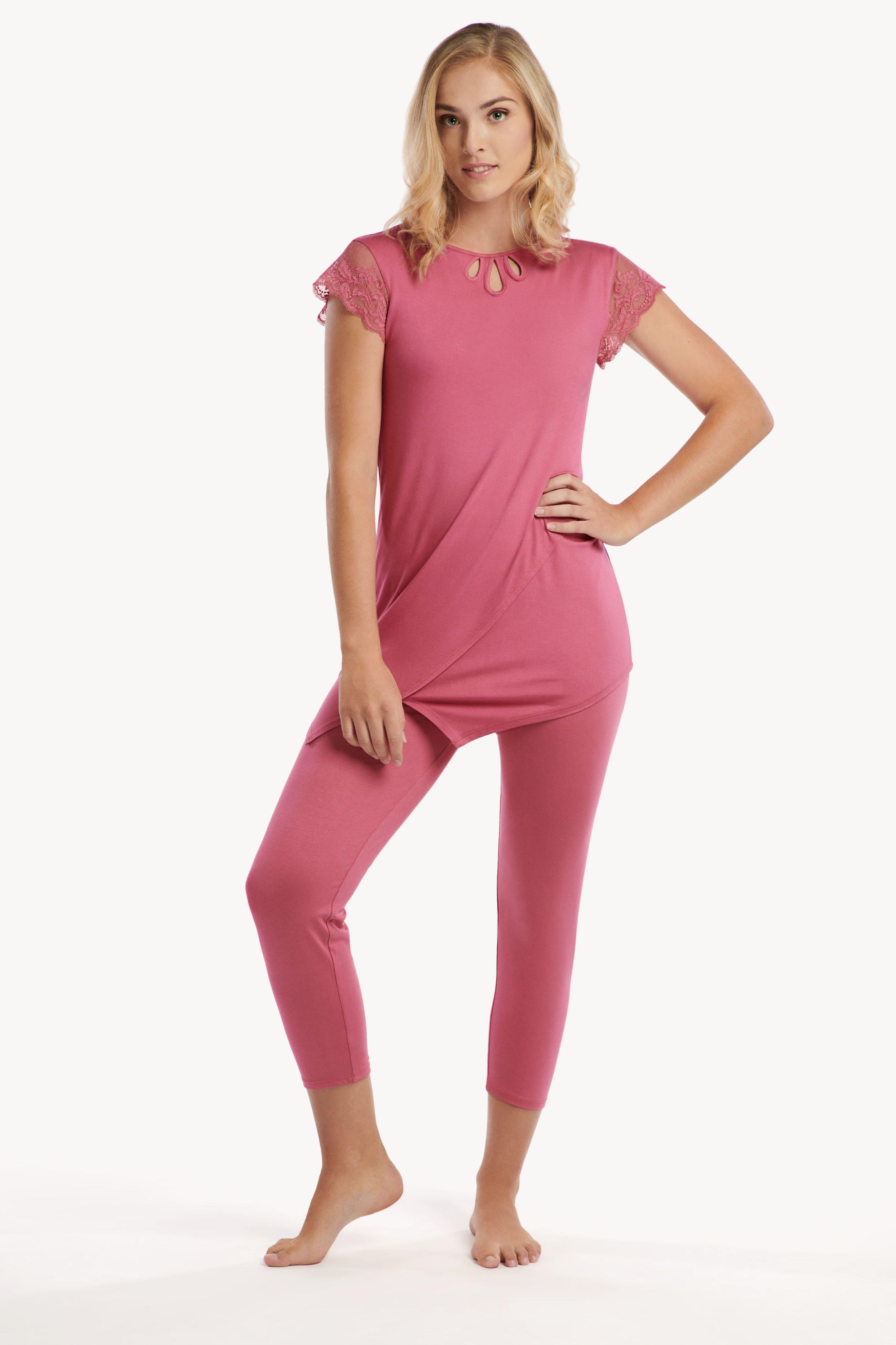'Juliette' Pyjama Short Lace Sleeve Top and Legging Set