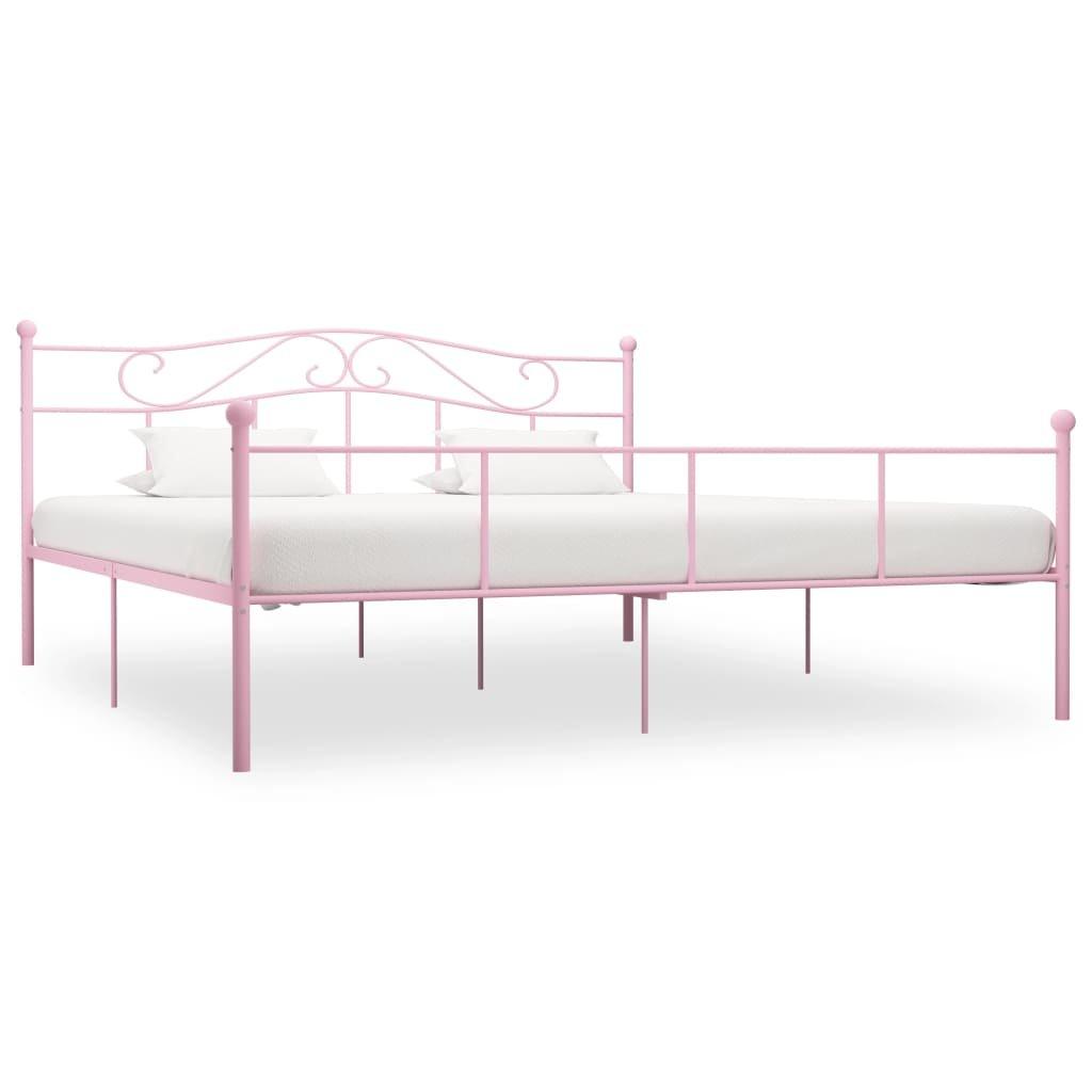 Bed Frame Pink Metal 180x200 cm Super King