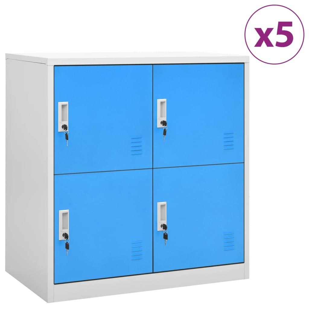 Locker Cabinets 5 pcs Light Grey and Blue 90x45x92.5 cm Steel