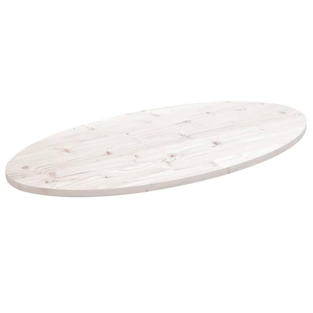 Table Top White 90x45x2.5 cm Solid Wood Pine Oval