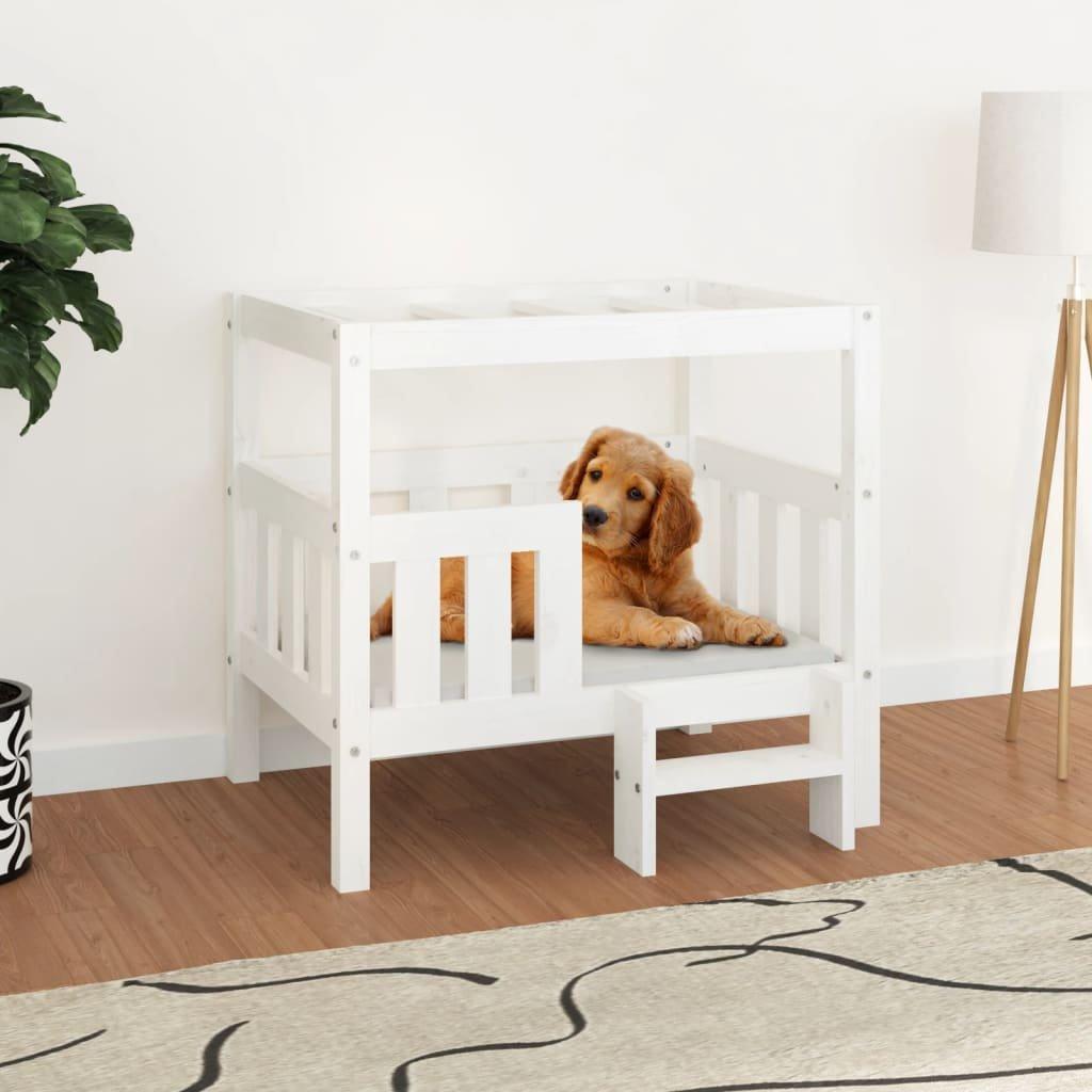 Dog Bed White 75.5x63.5x70 cm Solid Wood Pine