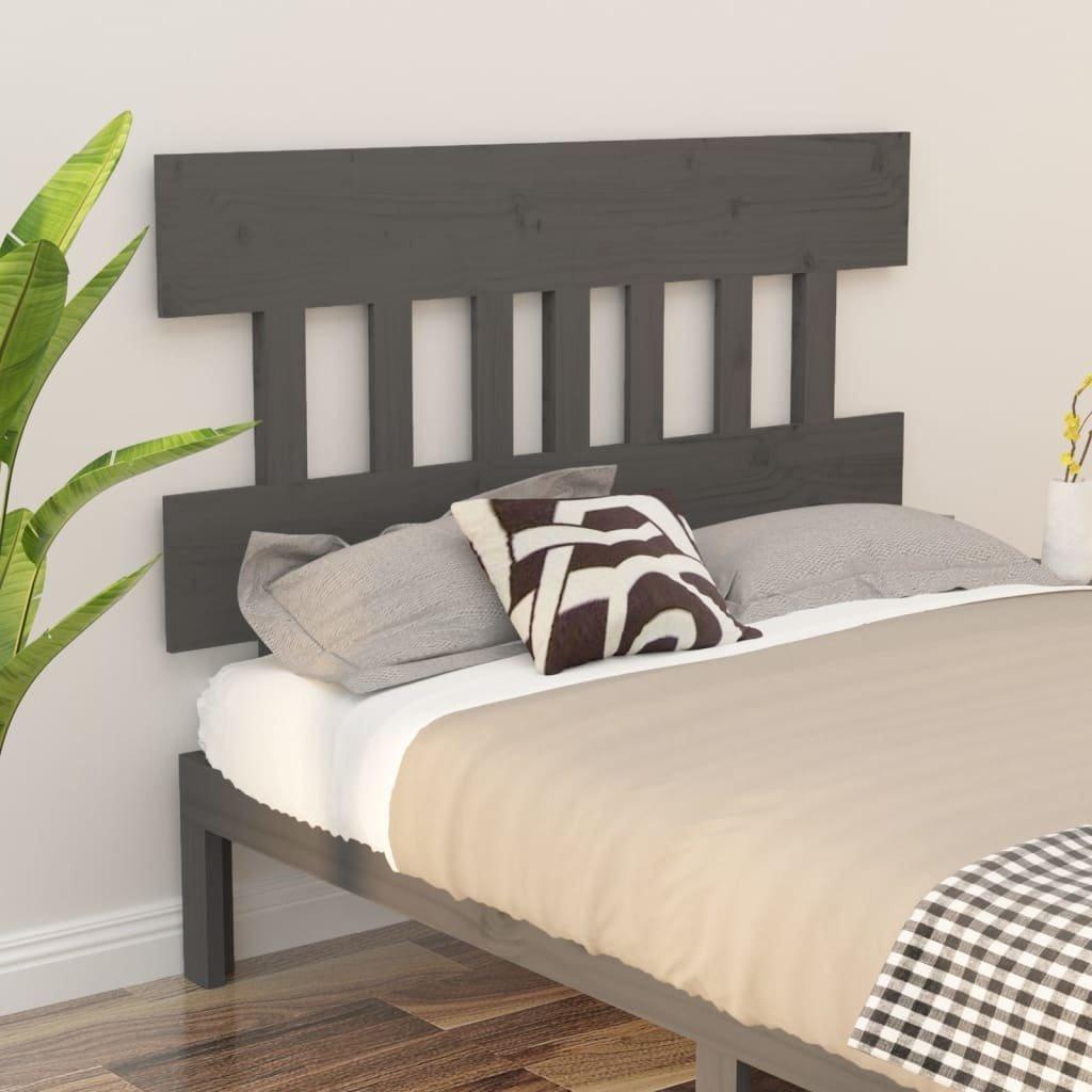 Bed Headboard Grey 138.5x3x81 cm Solid Wood Pine