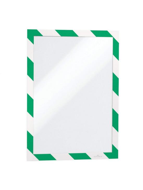 Durable DURAFRAME Adhesive Magnetic Hazard Frame | 2 Pack | A4 Green & White 1