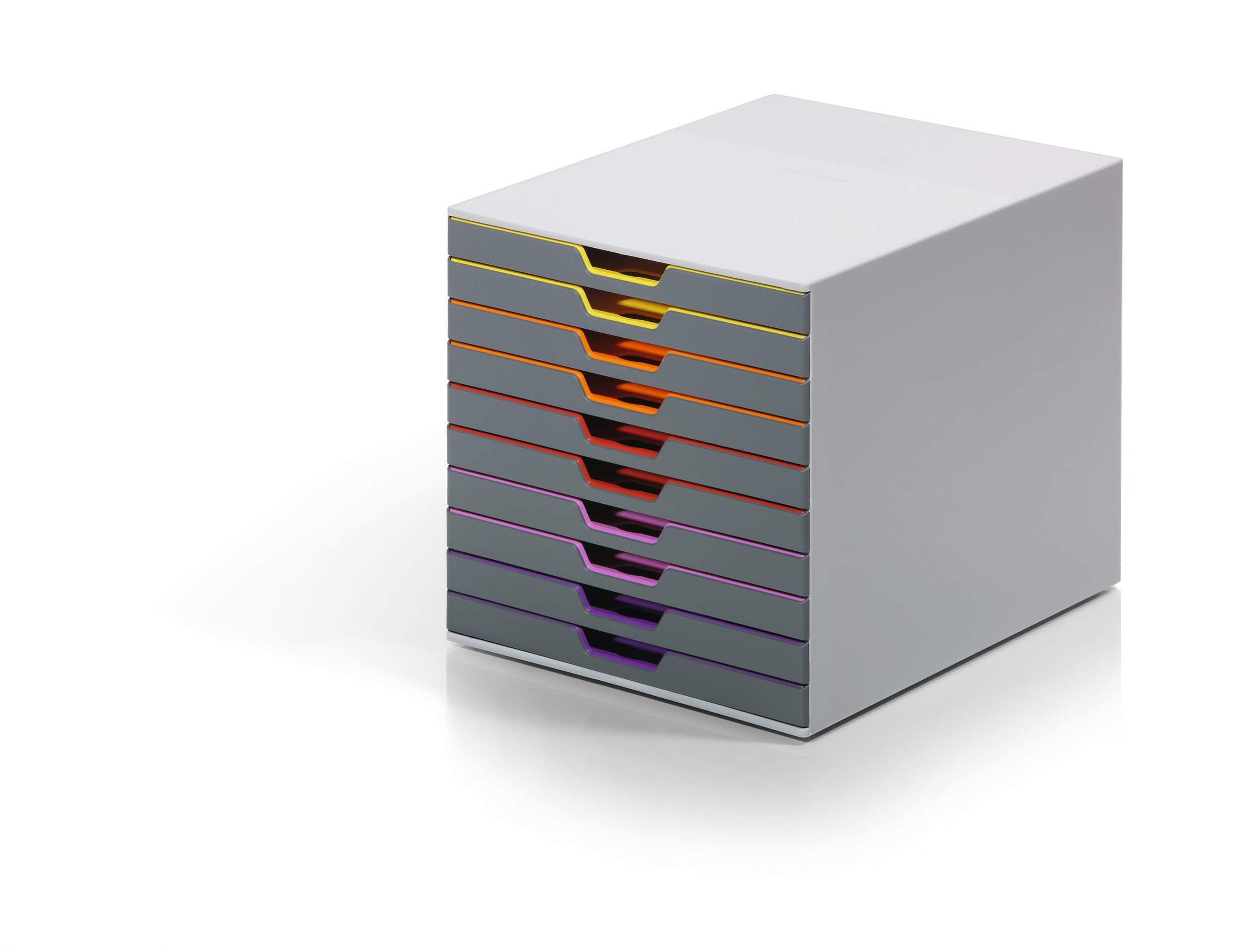 VARICOLOR Desktop Organiser 10 Drawer Colour Coded Modular Storage - A4+