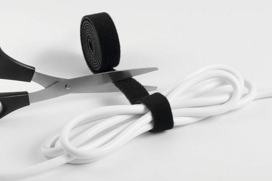 Durable CAVOLINE Hook and Loop Tape Cable Straps Tidy Roll Ties | 1m x 2cm Black 3