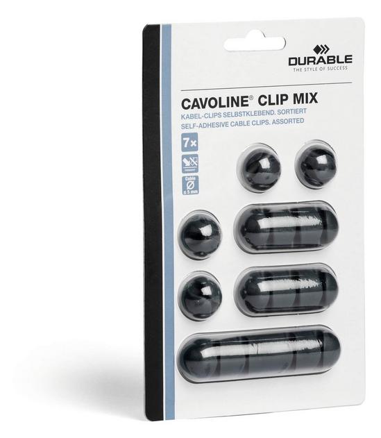 Durable CAVOLINE Cable Management Desk Tidy Clips | 7 Assorted | Grey 6