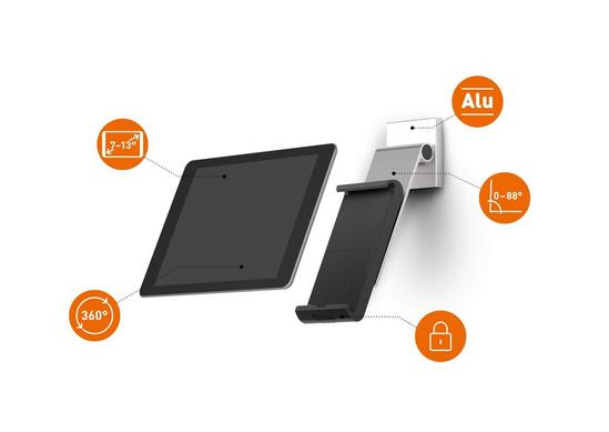 Durable Aluminium Tablet Holder iPad Wall Arm Mount | Lockable & Rotatable 6