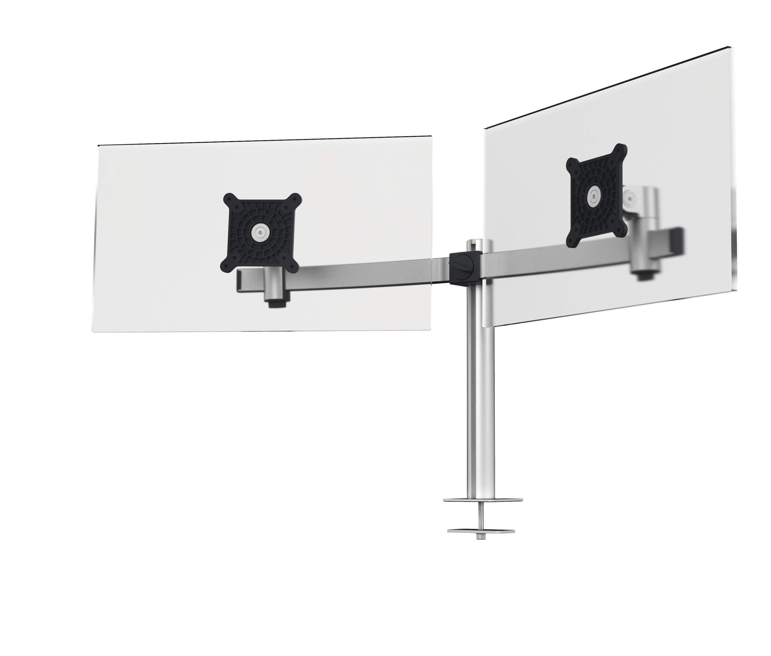 Monitor Mount for 2 Screens - Through-Desk Clamp Attachment