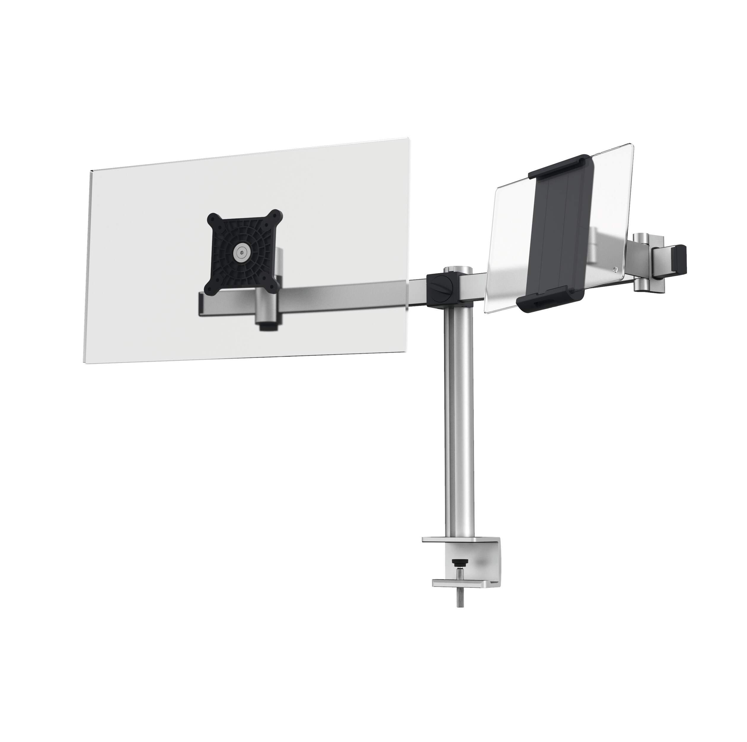 Monitor Mount for 1 Screen & 1 Tablet - Desk Clamp Attachment